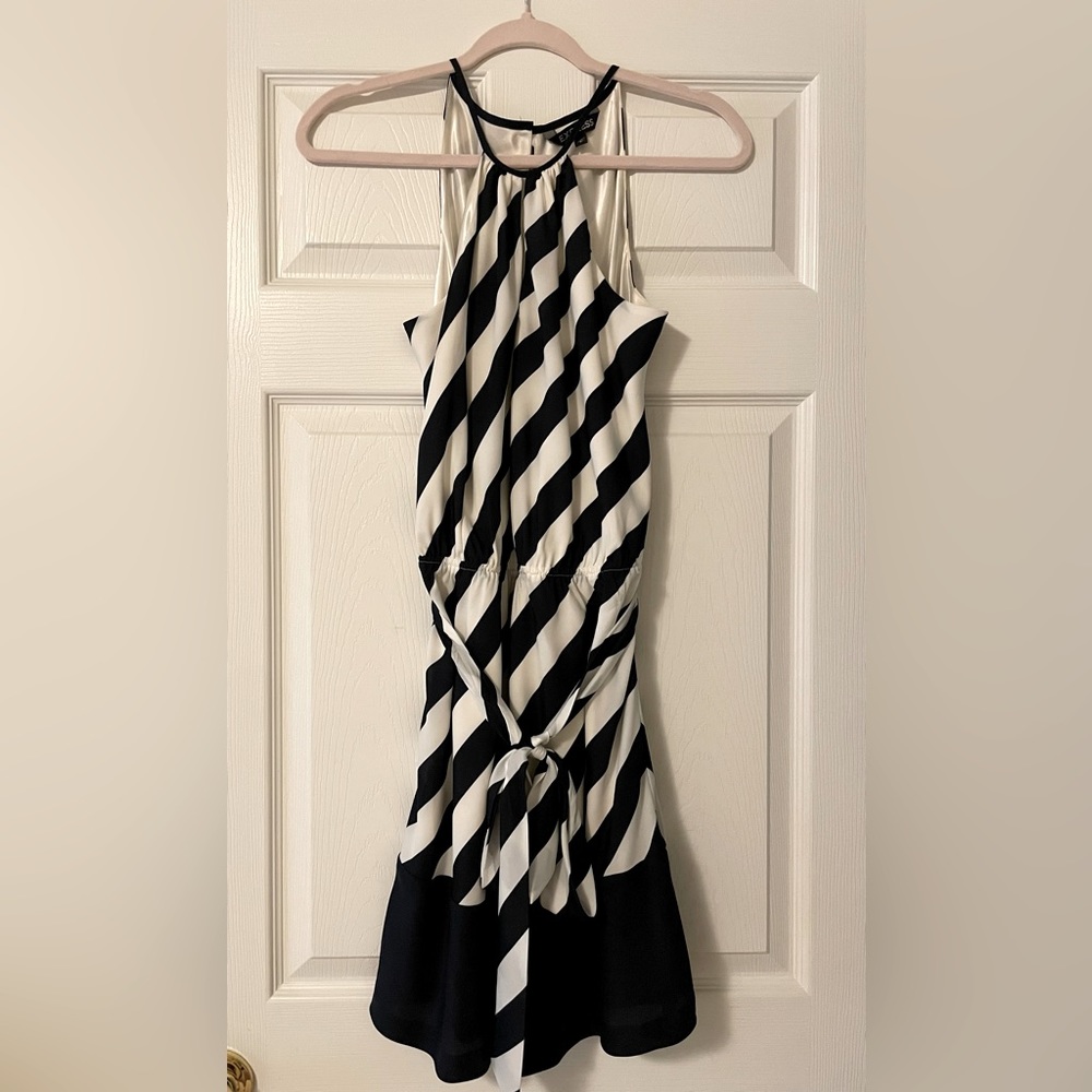 Express brand lined dress. Navy blue and white. Size S.